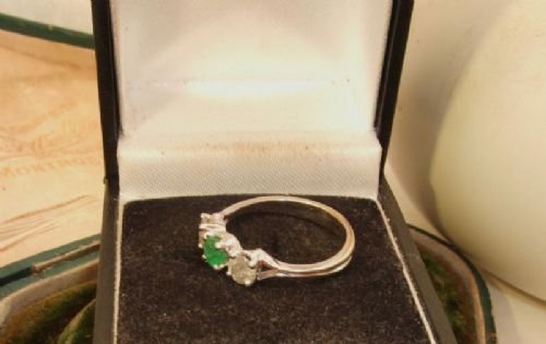 fig 2. Stunning Art Deco 18ct White Gold Emerald and Diamond Ring