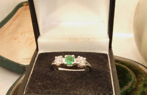 fig 4. Stunning Art Deco 18ct White Gold Emerald and Diamond Ring