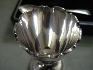 fig 1. LOVELY BOXED STERLING SILVER CHRISTENING SET EGG CUP & SPOON - 1920s
