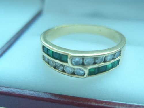 fig 2. Stunning Art Deco 18ct Gold Diamond and Emerald Ring