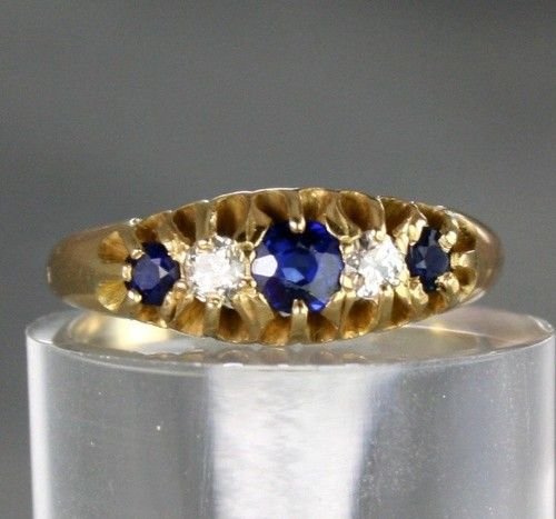fig 1. STUNNING EDWARDIAN 18CT GOLD RING WITH SAPPHIRES & DIAMONDS