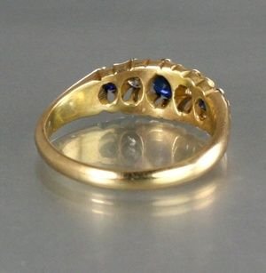fig 3. STUNNING EDWARDIAN 18CT GOLD RING WITH SAPPHIRES & DIAMONDS