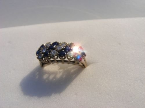 fig 1. Stunning Ladies Art Deco 18ct White Gold Diamond & Sapphire Cluster Ring