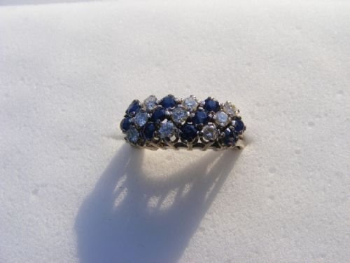 fig 2. Stunning Ladies Art Deco 18ct White Gold Diamond & Sapphire Cluster Ring