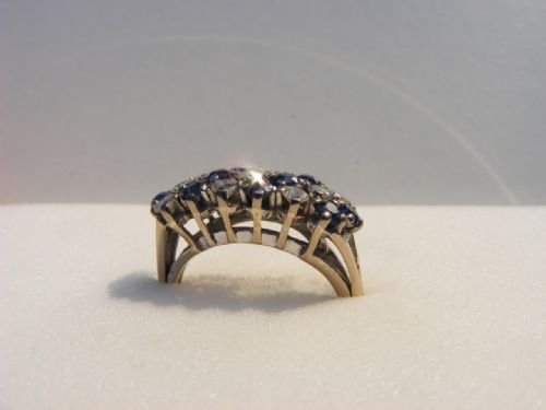 fig 3. Stunning Ladies Art Deco 18ct White Gold Diamond & Sapphire Cluster Ring