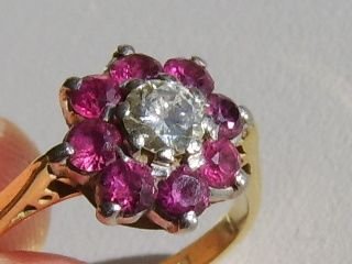 Lovely Art Deco 18ct Gold Diamond and Ruby Ring