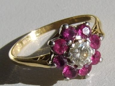 fig 1. Lovely Art Deco 18ct Gold Diamond and Ruby Ring
