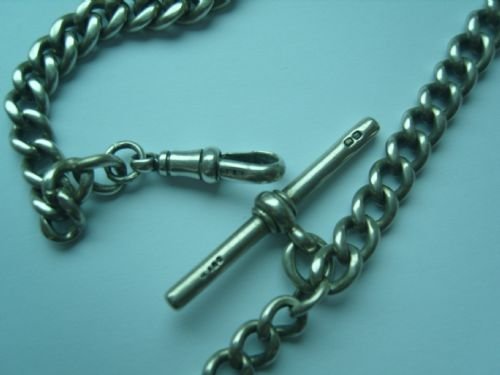 fig 1. Superb Victorian Heavy Guage Hallmarked Silver Albert Chain & Large Fob