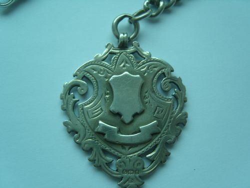 fig 2. Superb Victorian Heavy Guage Hallmarked Silver Albert Chain & Large Fob