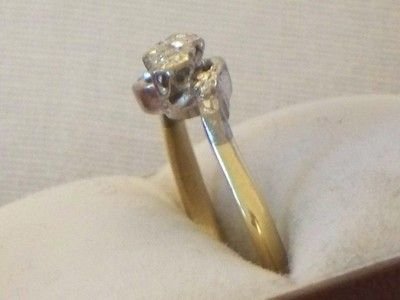 fig 1. EDWARDIAN 18CT GOLD PLATINUM 3 STONE DIAMOND CROSSOVER RING