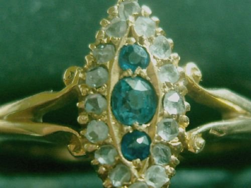 Stunning 
Victorian 18ct Gold Sapphire/diamond Marquise Ring Dated 1894