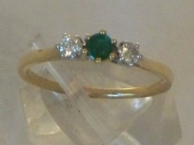 Lovely Edwardian 18ct Gold Platinum Emerald and Diamond Ring