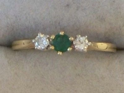 fig 1. LOVELY EDWARDIAN 18CT GOLD PLATINUM EMERALD AND DIAMOND RING