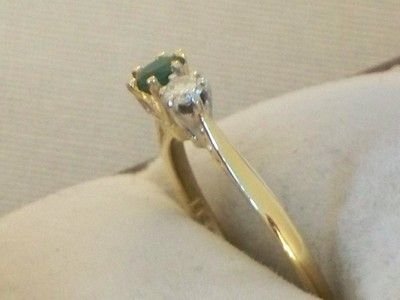 fig 3. LOVELY EDWARDIAN 18CT GOLD PLATINUM EMERALD AND DIAMOND RING