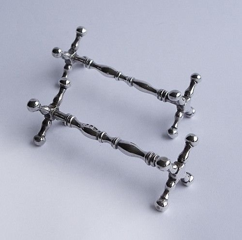 Rare Pair William IV Silver Knife Rests London 1833
