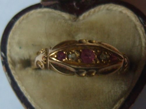 fig 2. Lovely Antique 18ct Gold Ruby and Diamond Ring
