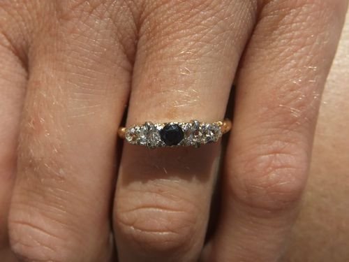 fig 3. Stunning Victorian Sapphire and 1/4ct Diamond 18ct gold ring