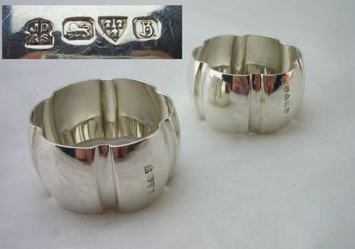 fig 1. Lovely Pair Of Boxed Hallmarked Silver Napkin Rings