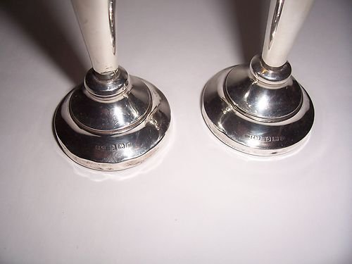 fig 3. Lovely Pair of Edwardian Silver Bud Vases