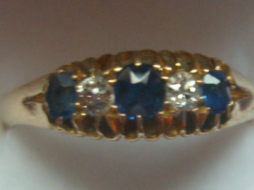 fig 2. Lovely Victorian 18ct Gold and Diamond & Sapphire Ring