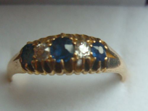 fig 1. Lovely Victorian 18ct Gold and Diamond & Sapphire Ring