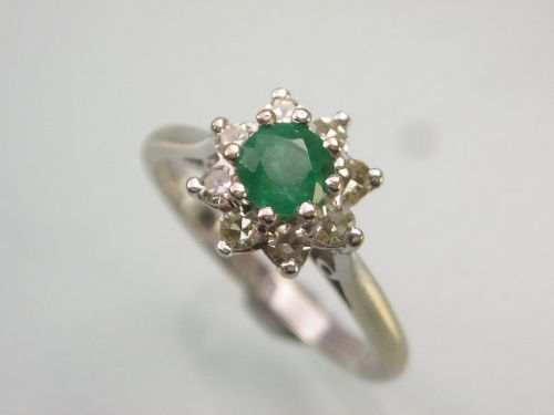 fig 1. Superb Art Deco Design Emerald and Diamond 18ct White Gold Ring