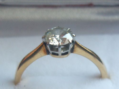 fig 1. Stunning Edwardian 18ct Yellow Gold Diamond Solitaire Ring 0.6ct PRICE REDUCED
