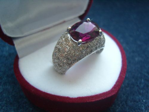 Stunning Art Deco 18ct White Gold Tourmaline and 1.6ct Diamond Ring Price Reduced