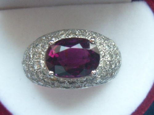 fig 1. Stunning Art Deco 18ct White Gold Tourmaline And 1.6ct Diamond Ring PRICE REDUCED