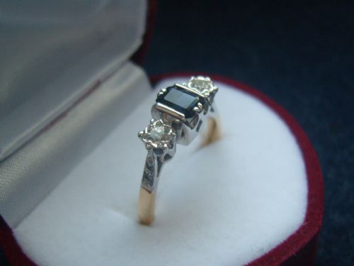 fig 3. Superb Edwardian 18ct Yellow Gold Sapphire and Diamong Ring