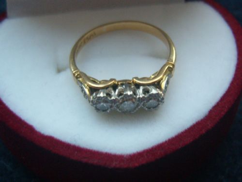 fig 2. Lovely Edwardian 18ct Gold Diamond Trilogy Ring