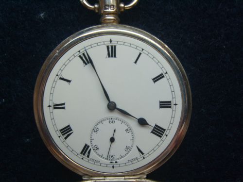fig 1. Super Hallmarked Silver Open Face Pocket Watch Swiss Made