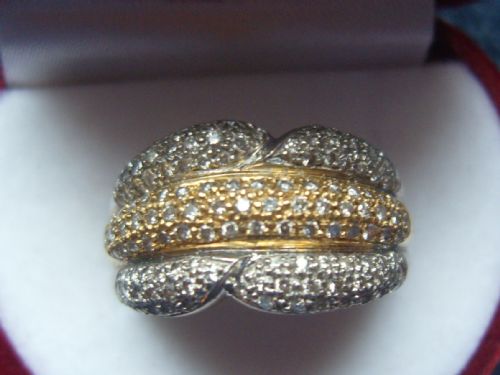 Stunning Art Deco Heavy 1.6 Carat Diamond Encrusted 18ct Yellow and White Gold Cluster Ring
price Reduced