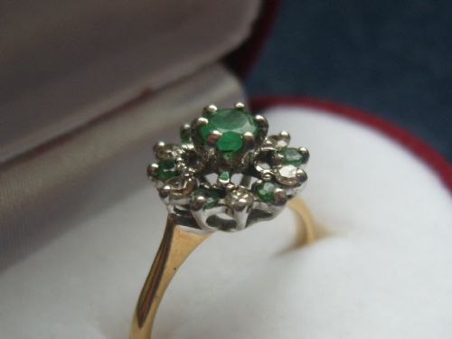 fig 2. Stunning 18ct Gold Emerald and Diamond Flower Ring 1916