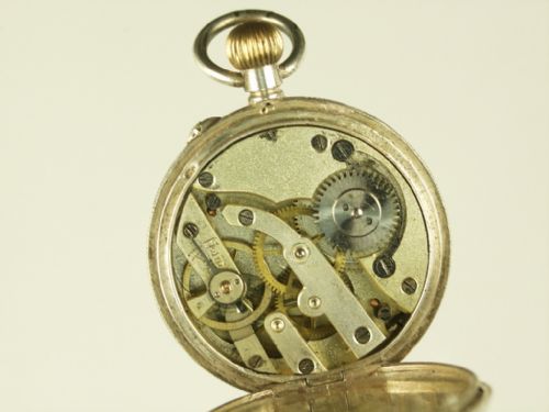 fig 3. BEAUTIFUL ANTIQUE SILVER ENGRAVED LADIES FOB WATCH ENAMEL DIAL C1900
