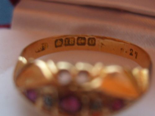 fig 3. Lovely Victorian 18ct Gold Hallmarked Ruby and Diamond Ring