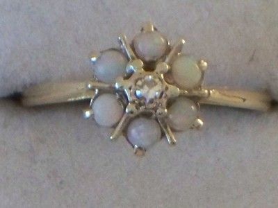 fig 1. LOVELY ART DECO 18CT GOLD OPAL AND DIAMOND CLUSTER RING