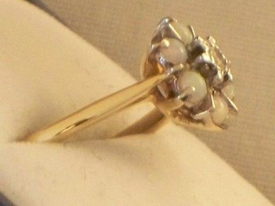fig 2. LOVELY ART DECO 18CT GOLD OPAL AND DIAMOND CLUSTER RING
