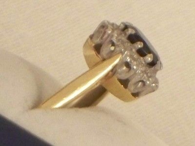 fig 2. STUNNING ART DECO 18CT GOLD LADIES SAPPHIRE DIAMOND CLUSTER RING