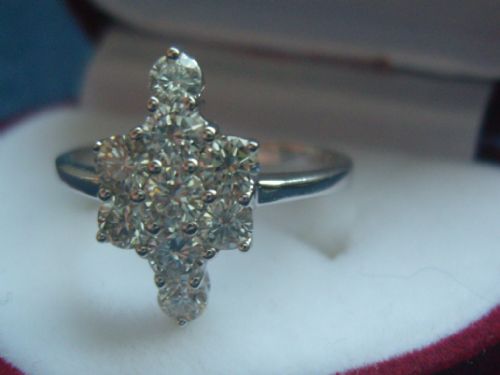 fig 1. GEORGEOUS ART DECO 18CT WHITE GOLD 1CT DIAMOND CLUSTER RING STYLISED CROSS