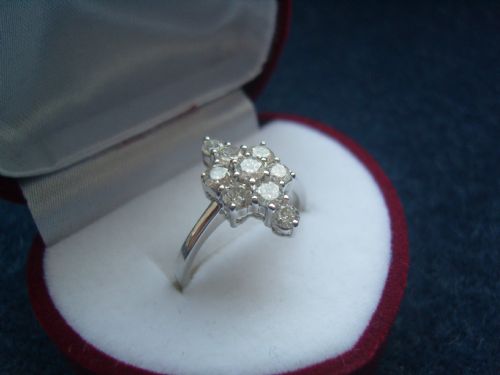 fig 2. GEORGEOUS ART DECO 18CT WHITE GOLD 1CT DIAMOND CLUSTER RING STYLISED CROSS
