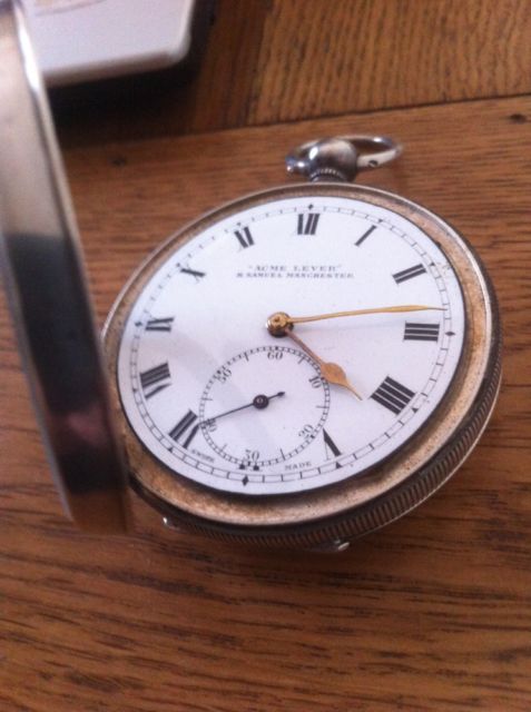 fig 3. Antique Edwardian Silver Pocket Watch -H. Samuel Acme Lever Circa 1910.