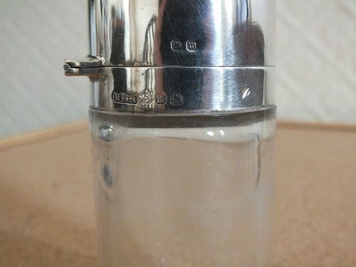 fig 1. Antique Victorian Solid Silver & Cut Glass Perfume & Scent Bottle : 1896
