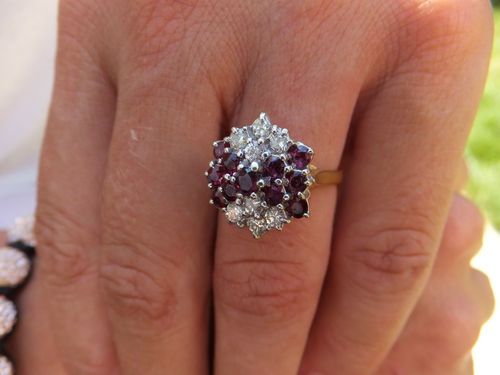 fig 1. Superb Art Deco design heavy Ruby & Diamond 18k gold cluster ring