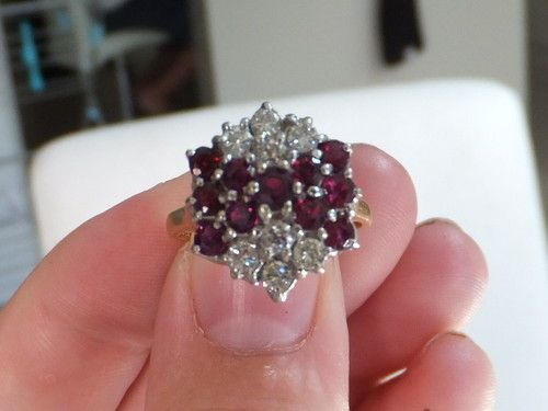 fig 3. Superb Art Deco design heavy Ruby & Diamond 18k gold cluster ring