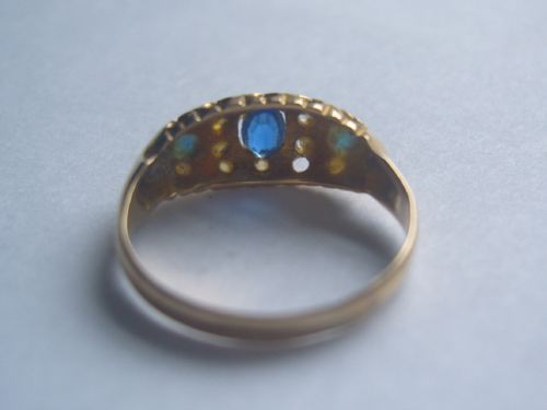fig 3. Victorian 18ct Gold Gypsy Setting Sapphire and Diamond Ring Birmingham 1863