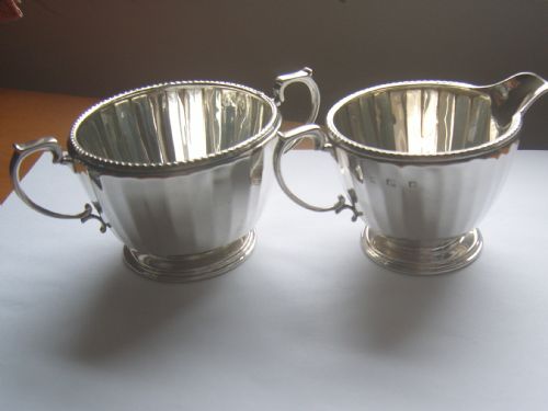 fig 1. Superb Hallmarked Sterling Silver Cream Jug and Sugar Bowl