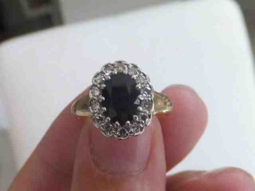 fig 1. Fine Art Deco 18ct gold Sapphire & Diamond cluster ring