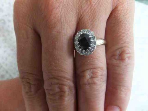 fig 2. Fine Art Deco 18ct gold Sapphire & Diamond cluster ring