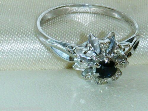 fig 2. STUNNING 18CT GOLD ART DECO SAPPHIRE & DIAMOND RING SIZE M